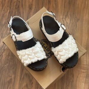 Dr. Martens White feaux fur heart Platform Sandals